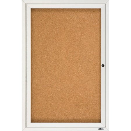 QUARTET Cork Board W/Glass Door, 1 Door, 2'x3', Aluminum Frame QRT2363